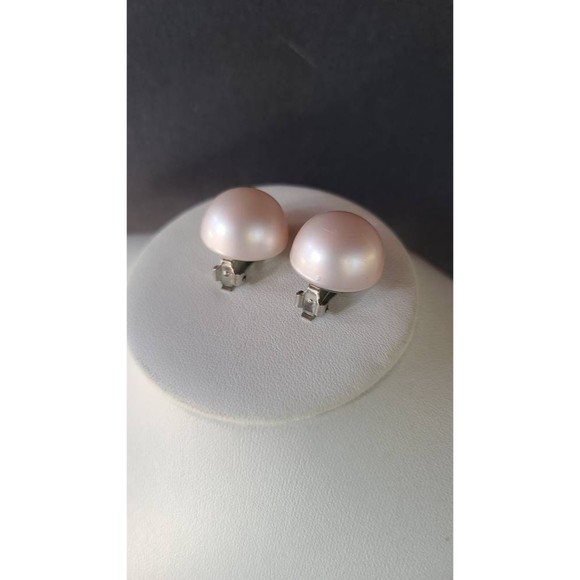 Iridescent Pink Dome Clip-on Earrings - Picture 6 of 10